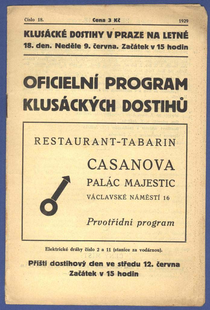 Náhledový obrázek Oficielní program klusáckých dostihů - 1