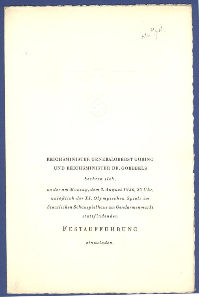 Náhledový obrázek Olympijské hry v Berlíně 1936. Pozvánky - 7