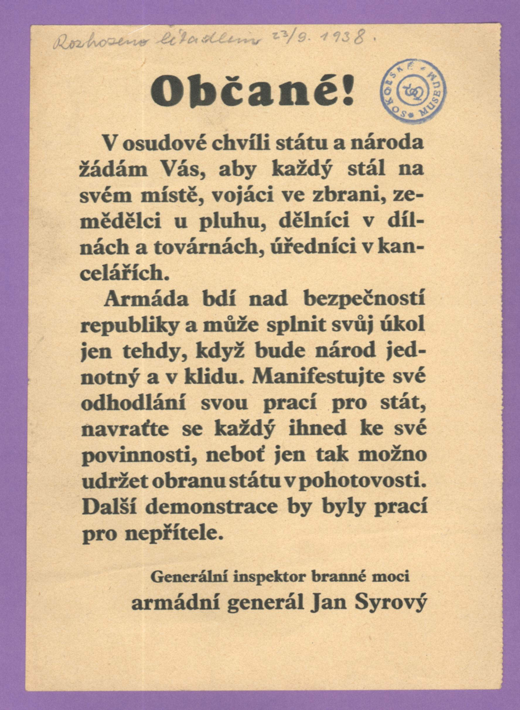 Náhledový obrázek Výzva generála Jana Syrového - 1