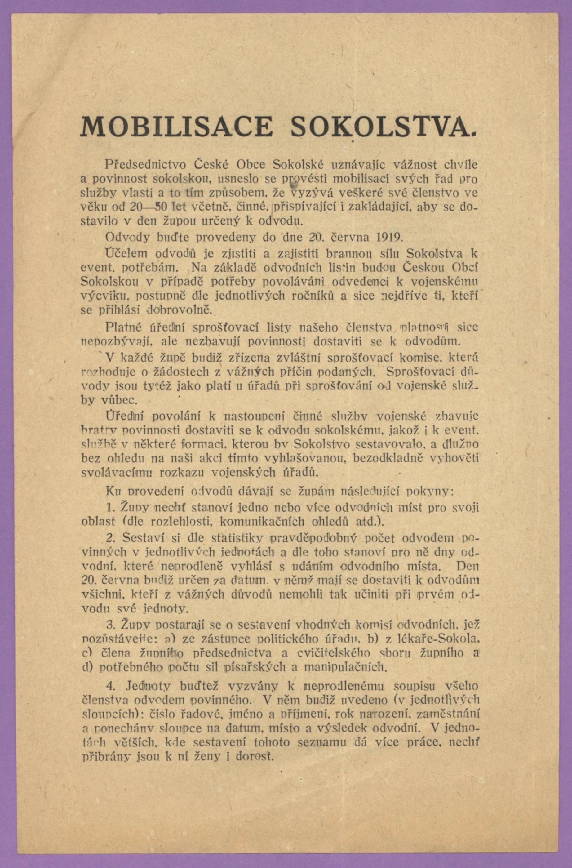 Obrázek Mobilisace Sokolstva (1919)