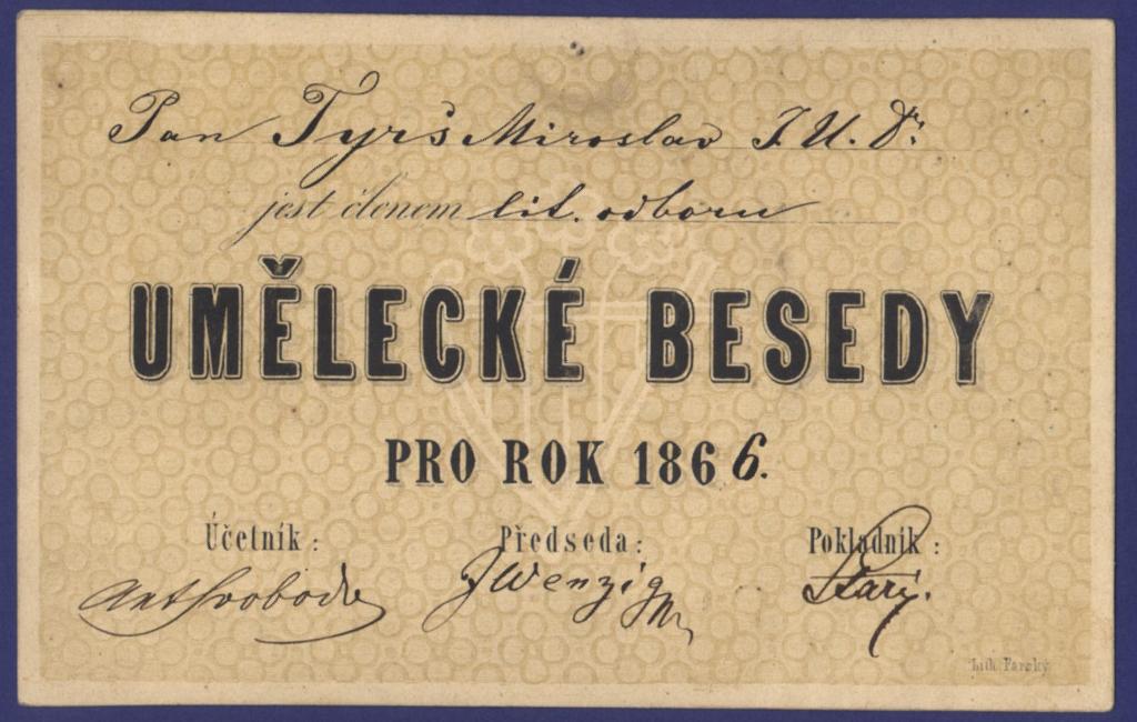Náhledový obrázek Členská legitimace Umělecké besedy - 1