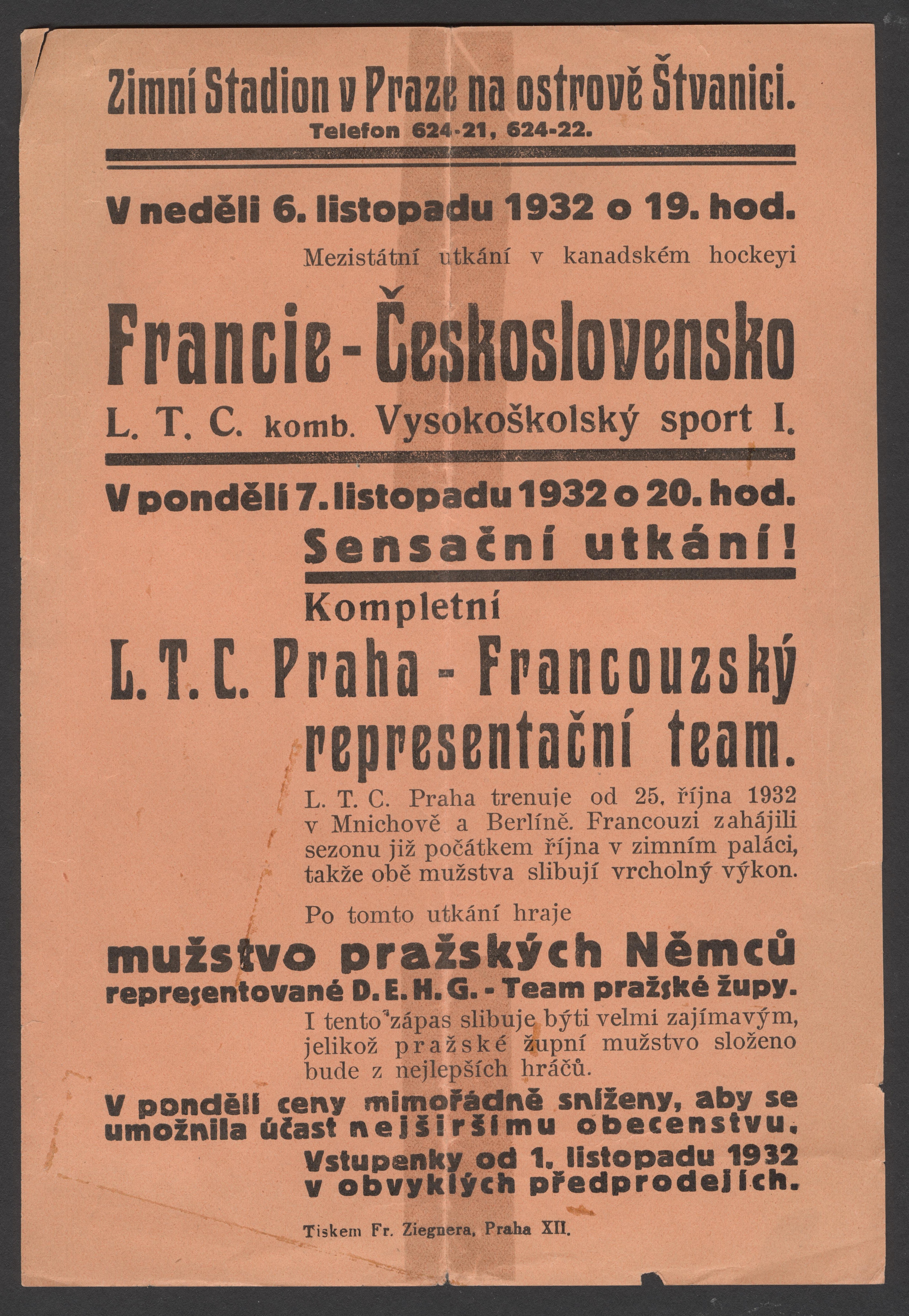 Náhledový obrázek Program mezistátního utkání Francie - Československo - 1