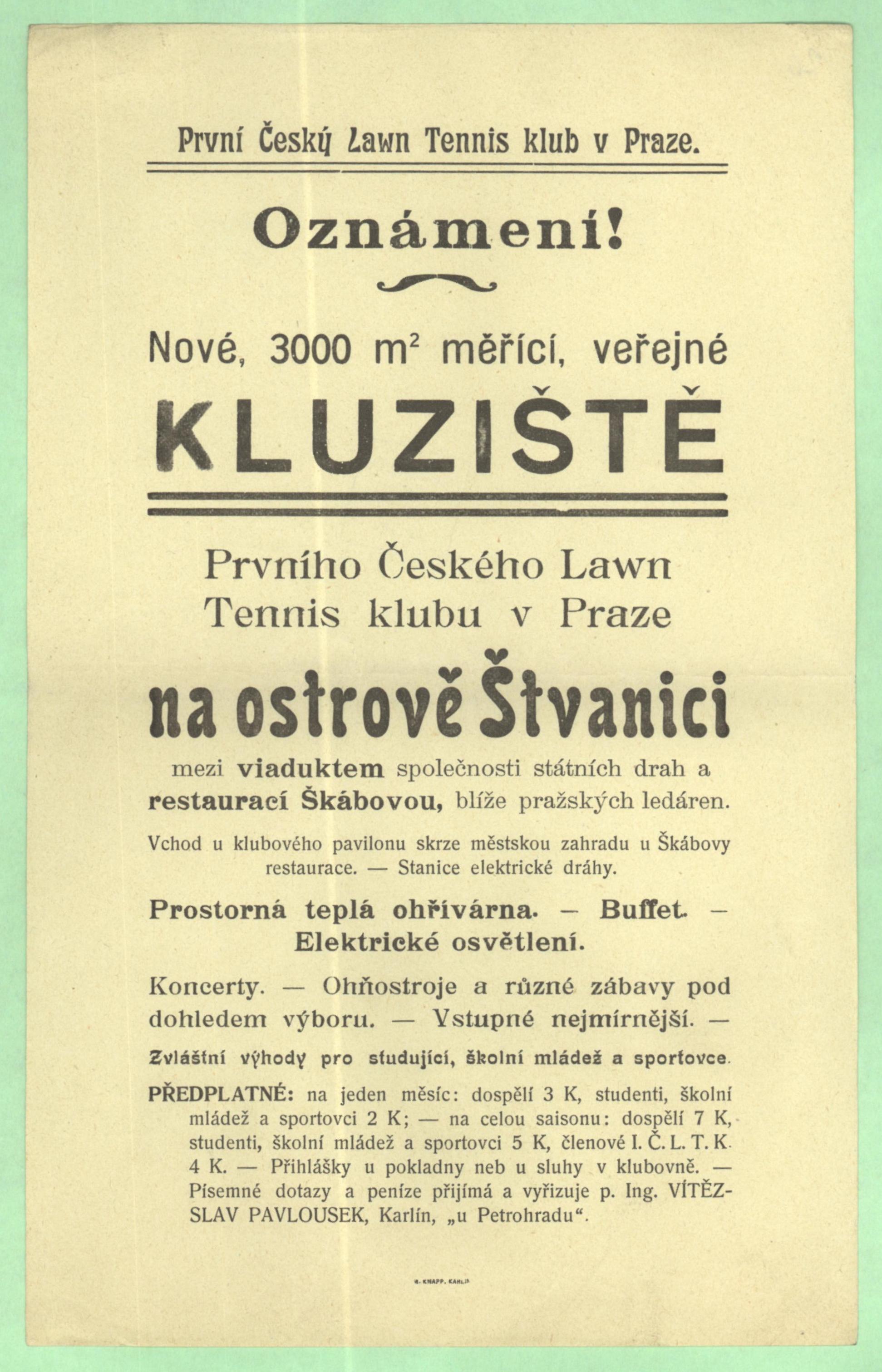 Náhledový obrázek Oznámení o otevření kluziště na Štvanici - 1