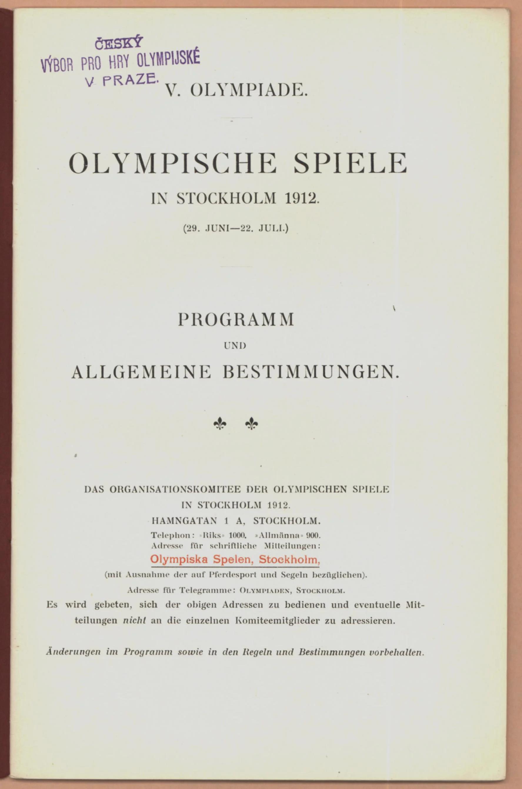 Náhledový obrázek předmětu Program olympijských her ve Stockholmu