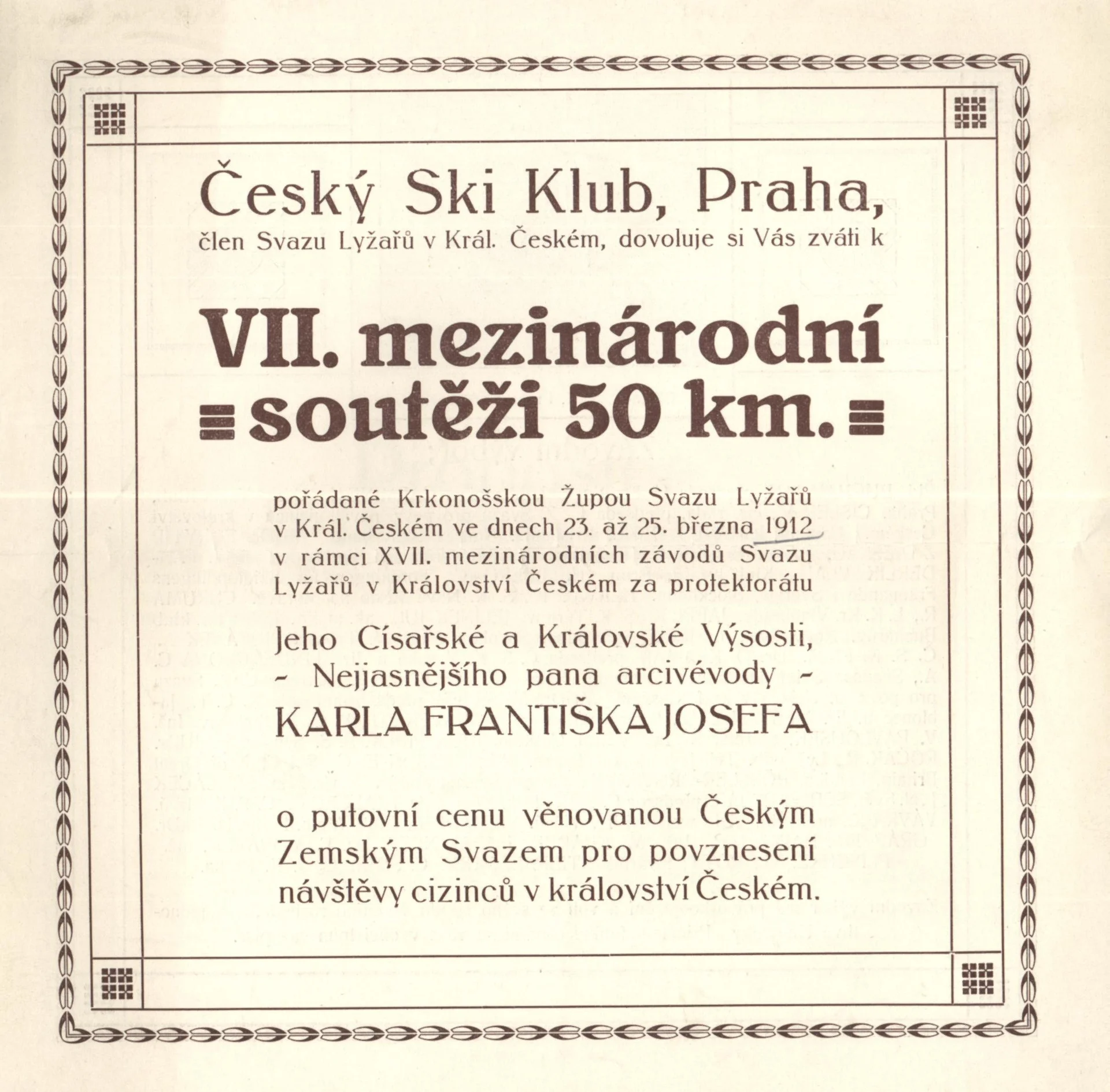 Náhledový obrázek předmětu VII. mezinárodní lyžařská soutěž Českého Ski Klubu Praha