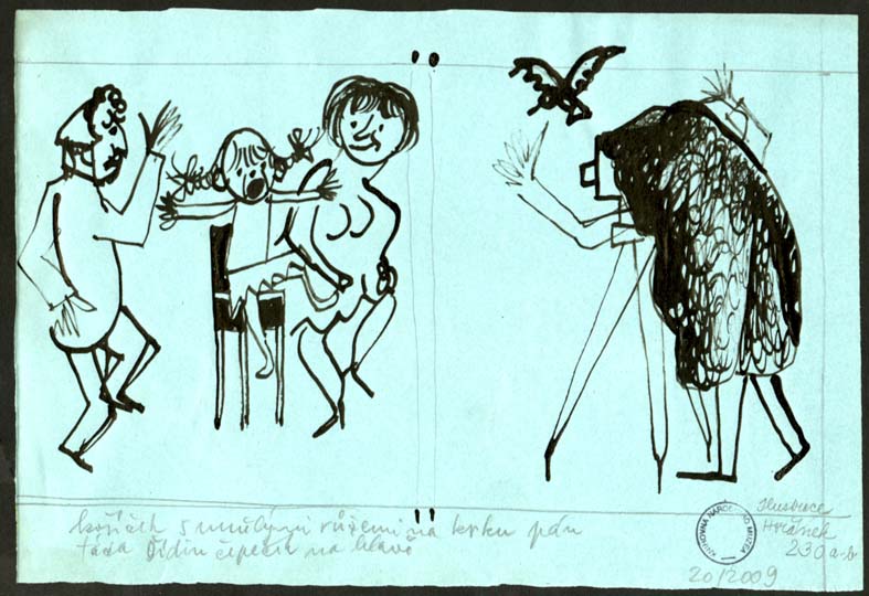Náhledový obrázek Studie k ilustraci - Na dobré hodince - 2