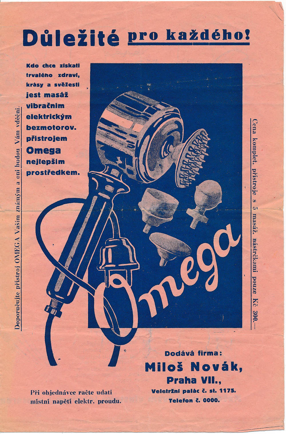 Náhledový obrázek Propagační leták k 
masážnímu strojku zn. Omega - 1