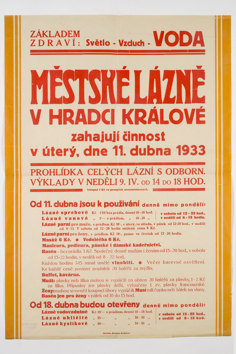 Náhledový obrázek Plakát Městské lázně
 v Hradci Králové - 1