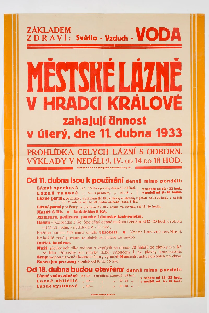 Náhledový obrázek předmětu Plakát Městské lázně
 v Hradci Králové