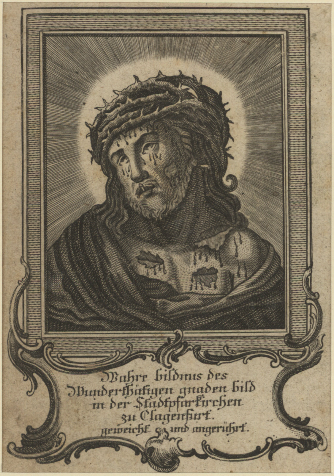 Náhledový obrázek Ježíš - Utrpení  -  Stadpfarkirche Clagenfurt Bildniss geweicht u. geruhrt - 1