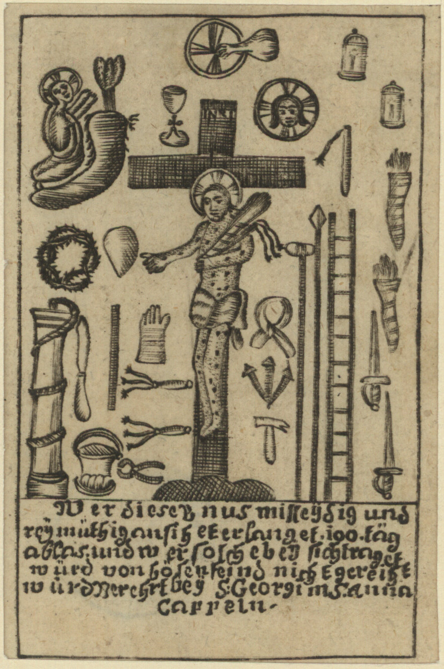 Náhledový obrázek Ježíš - Ukřižovaný a nástroje mučení bey S. Georg in Sancta Anna Cappeln - 1