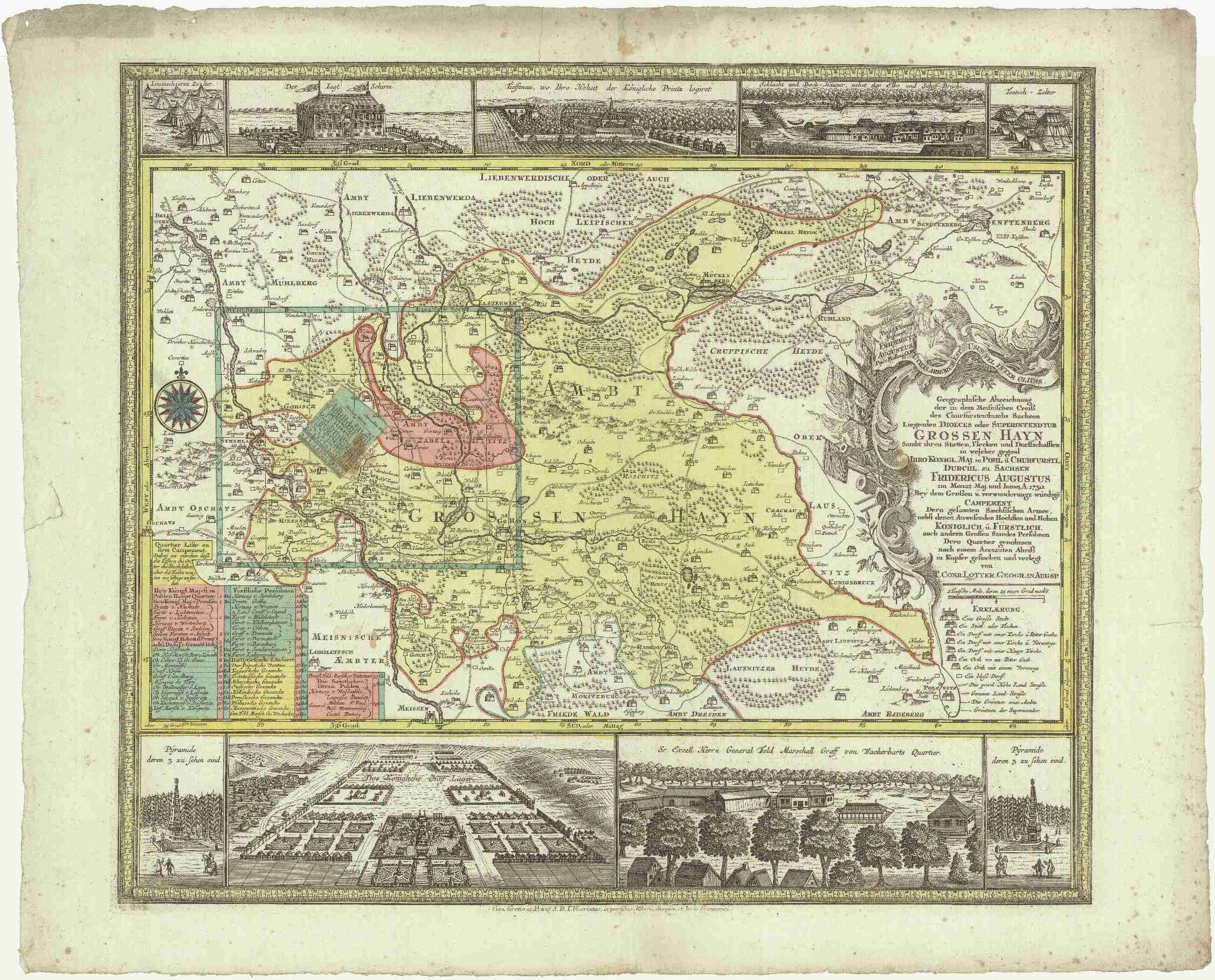 Náhledový obrázek Geographische Abzeichnung der in dem Meisnischen Creisß des Churfürstenthumbs Sachsen liegenden Dioces oder Superintendtur Grossen Hayn sambt ihren Staetten, Flecken und Dorffschafften in welcher gegend ihro Konigl. Maj. in Pohl. u. Churfustl. Durchl. zu  - 1