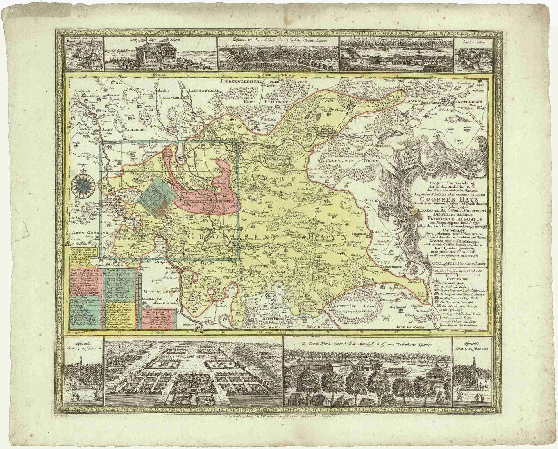 Náhledový obrázek předmětu Geographische Abzeichnung der in dem Meisnischen Creisß des Churfürstenthumbs Sachsen liegenden Dioces oder Superintendtur Grossen Hayn sambt ihren Staetten, Flecken und Dorffschafften in welcher gegend ihro Konigl. Maj. in Pohl. u. Churfustl. Durchl. zu 