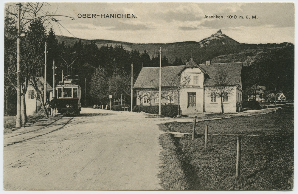 Náhledový obrázek Ještěd - elektrika ´Ober-Hanichen. Jeschken, 1010 m. ü. M.´ - 1