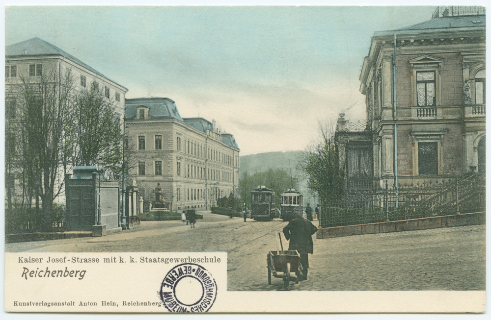 Náhledový obrázek Státní průmyslové škola - ´Reichenberg // Kaiser Josef-Strasse mit k. k. Staatsgewerbeschule´ - 1