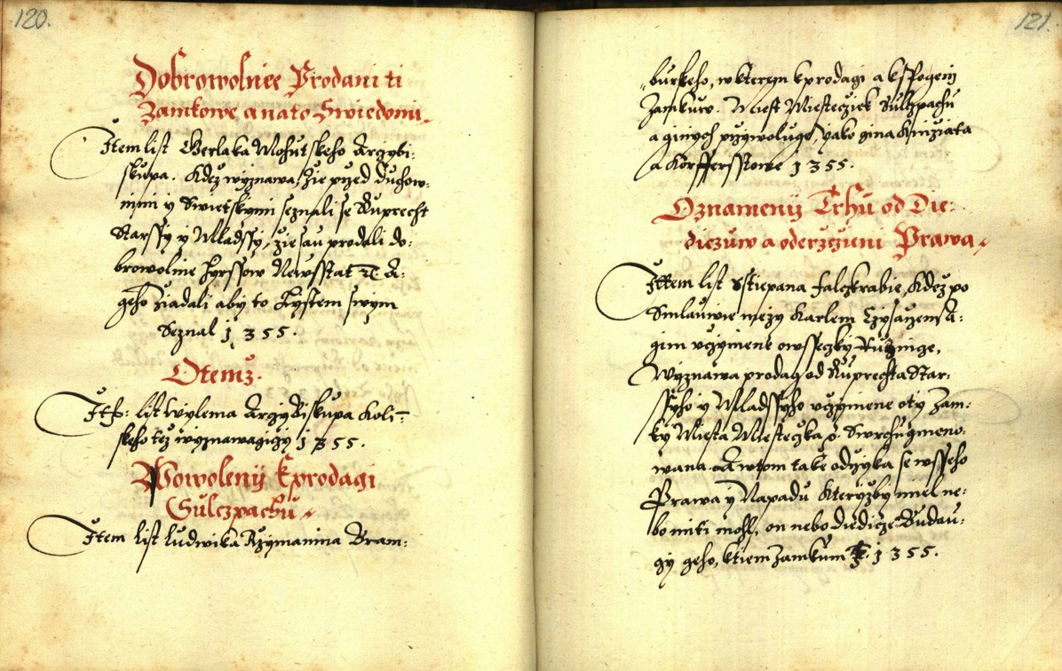 Náhledový obrázek Zřízení privilegií koruny a království českého jinak Registrum na deset truhlic z r. 1501 - 154