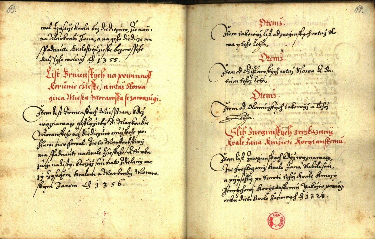 Náhledový obrázek Zřízení privilegií koruny a království českého jinak Registrum na deset truhlic z r. 1501 - 124
