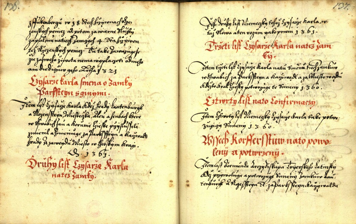 Náhledový obrázek Zřízení privilegií koruny a království českého jinak Registrum na deset truhlic z r. 1501 - 216