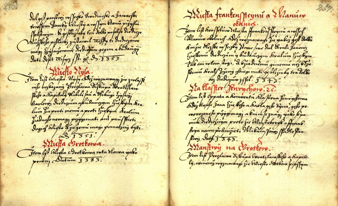 Náhledový obrázek Zřízení privilegií koruny a království českého jinak Registrum na deset truhlic z r. 1501 - 265