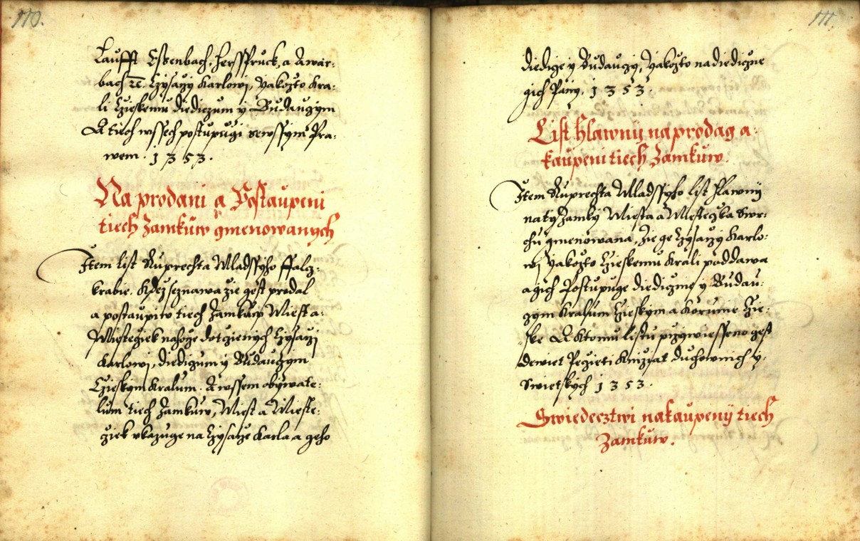 Náhledový obrázek Zřízení privilegií koruny a království českého jinak Registrum na deset truhlic z r. 1501 - 147