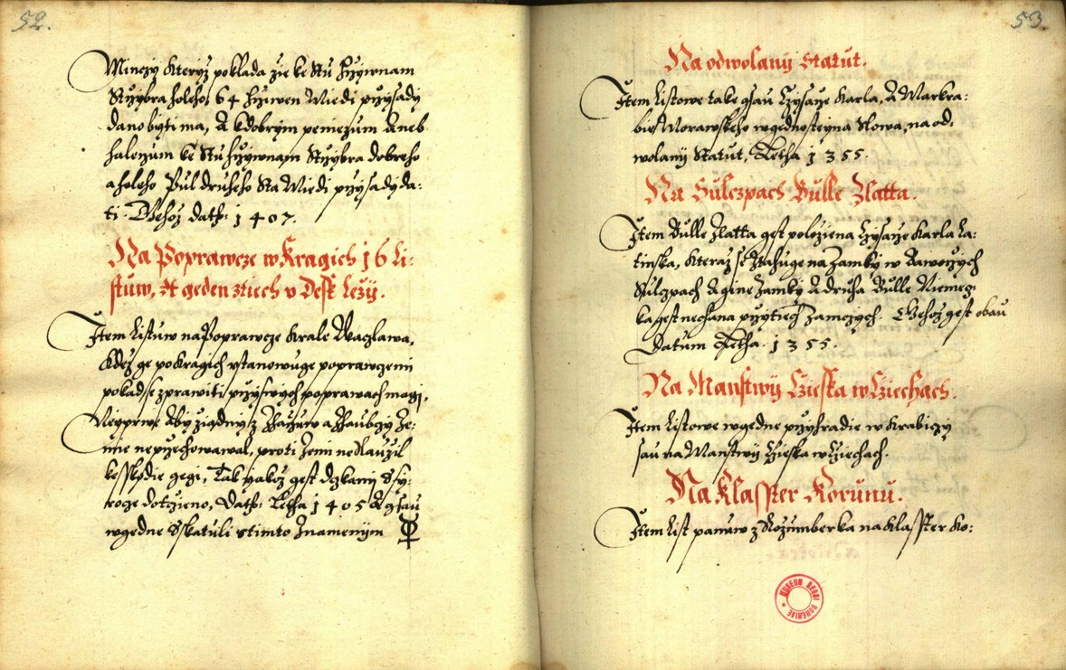 Náhledový obrázek Zřízení privilegií koruny a království českého jinak Registrum na deset truhlic z r. 1501 - 119
