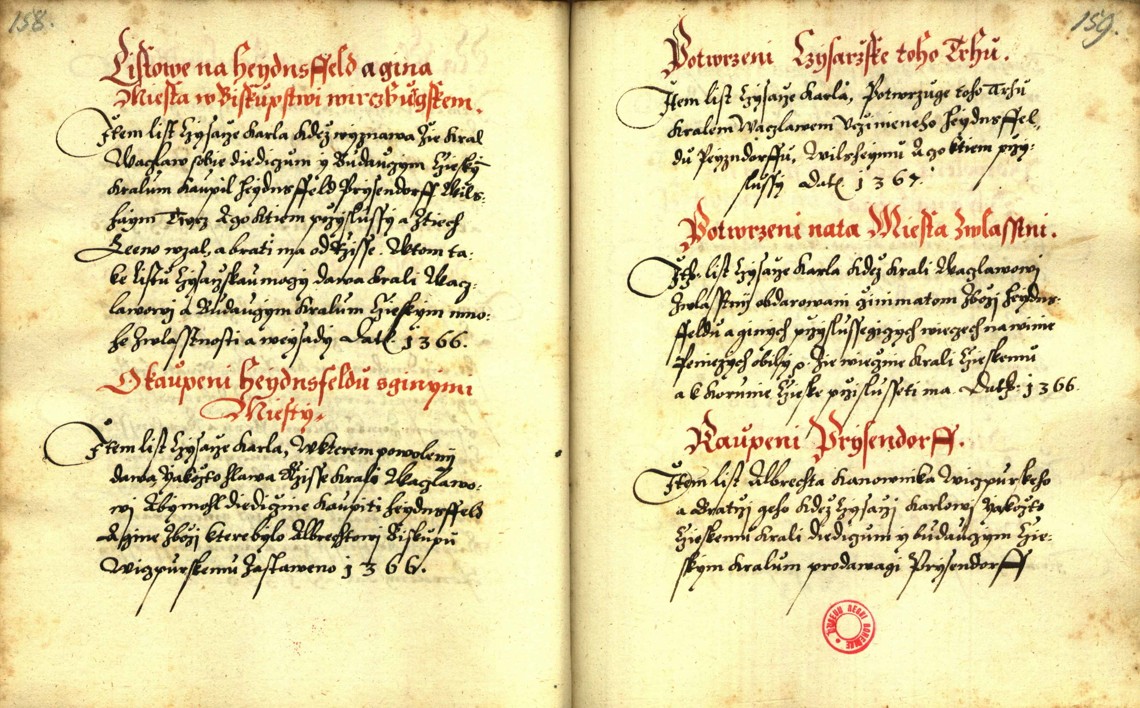 Náhledový obrázek Zřízení privilegií koruny a království českého jinak Registrum na deset truhlic z r. 1501 - 57