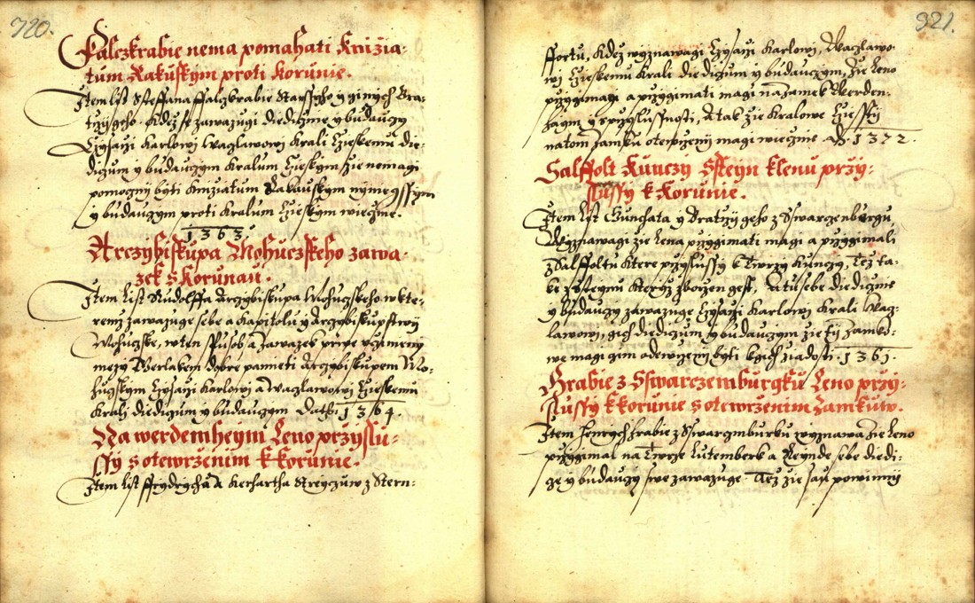Náhledový obrázek Zřízení privilegií koruny a království českého jinak Registrum na deset truhlic z r. 1501 - 223