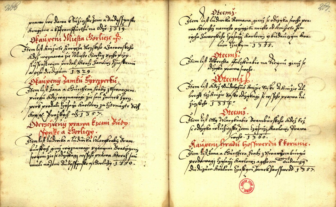 Náhledový obrázek Zřízení privilegií koruny a království českého jinak Registrum na deset truhlic z r. 1501 - 20