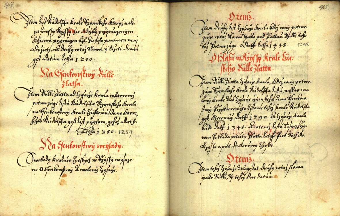 Náhledový obrázek Zřízení privilegií koruny a království českého jinak Registrum na deset truhlic z r. 1501 - 210