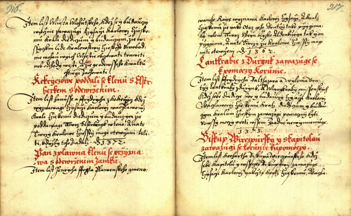 Náhledový obrázek Zřízení privilegií koruny a království českého jinak Registrum na deset truhlic z r. 1501 - 220