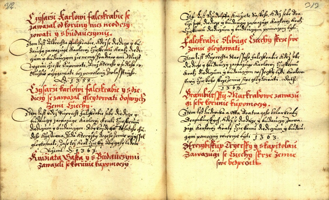 Náhledový obrázek Zřízení privilegií koruny a království českého jinak Registrum na deset truhlic z r. 1501 - 218