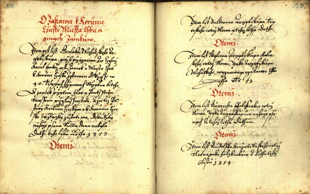 Náhledový obrázek Zřízení privilegií koruny a království českého jinak Registrum na deset truhlic z r. 1501 - 144