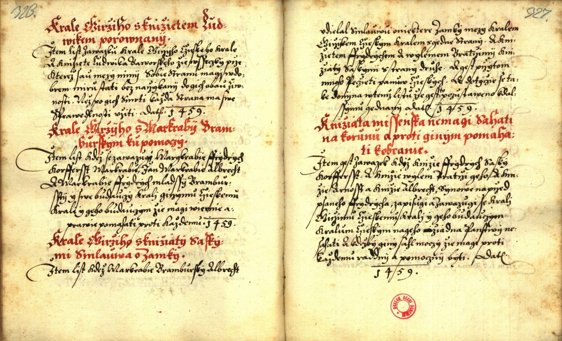 Náhledový obrázek Zřízení privilegií koruny a království českého jinak Registrum na deset truhlic z r. 1501 - 226