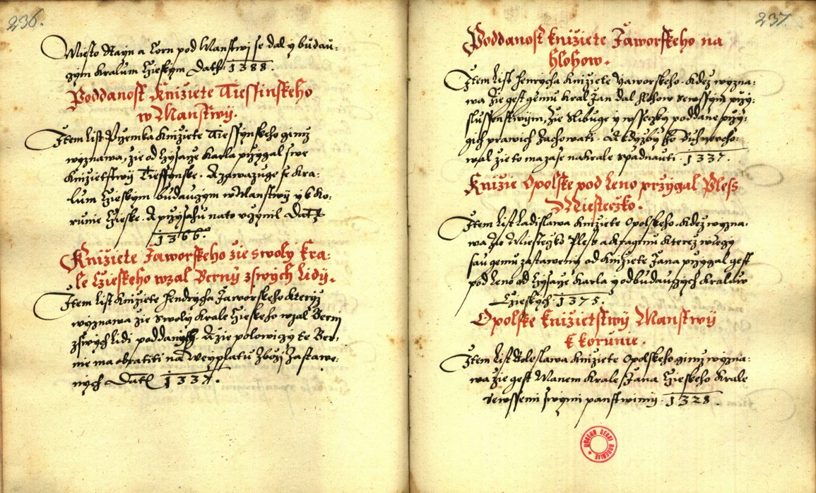 Náhledový obrázek Zřízení privilegií koruny a království českého jinak Registrum na deset truhlic z r. 1501 - 255