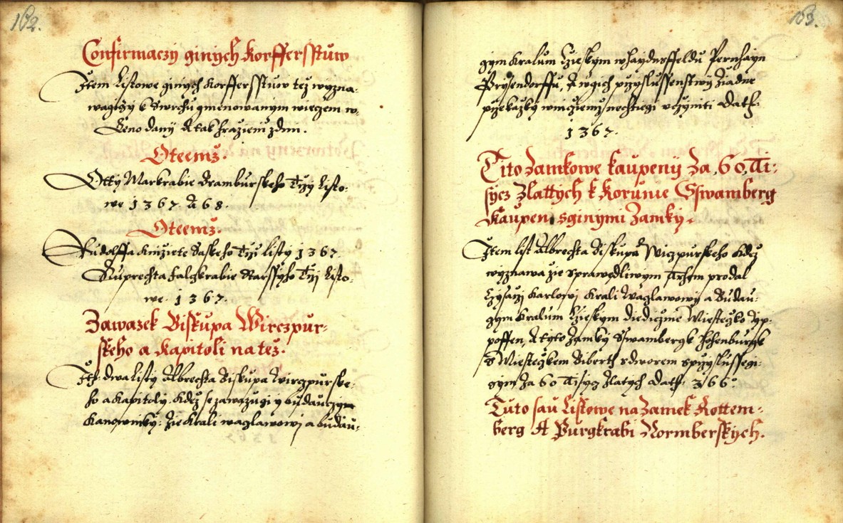 Náhledový obrázek Zřízení privilegií koruny a království českého jinak Registrum na deset truhlic z r. 1501 - 59