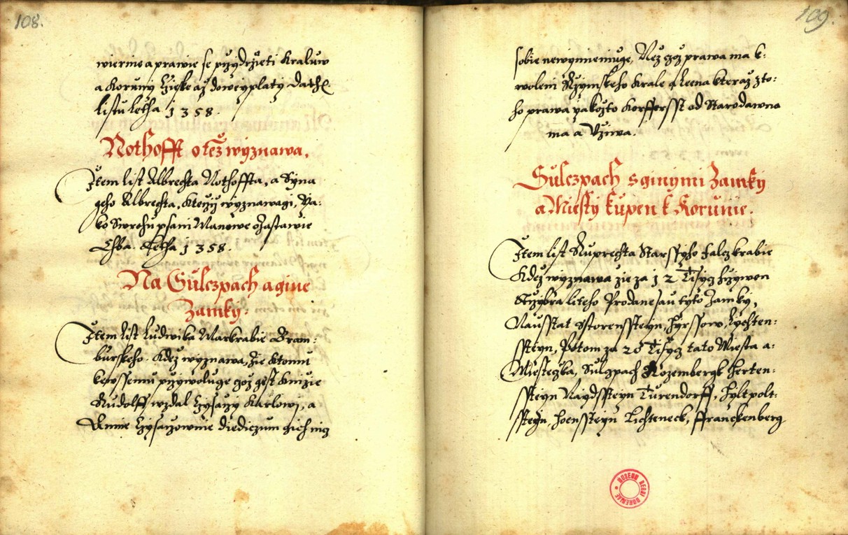 Náhledový obrázek Zřízení privilegií koruny a království českého jinak Registrum na deset truhlic z r. 1501 - 146