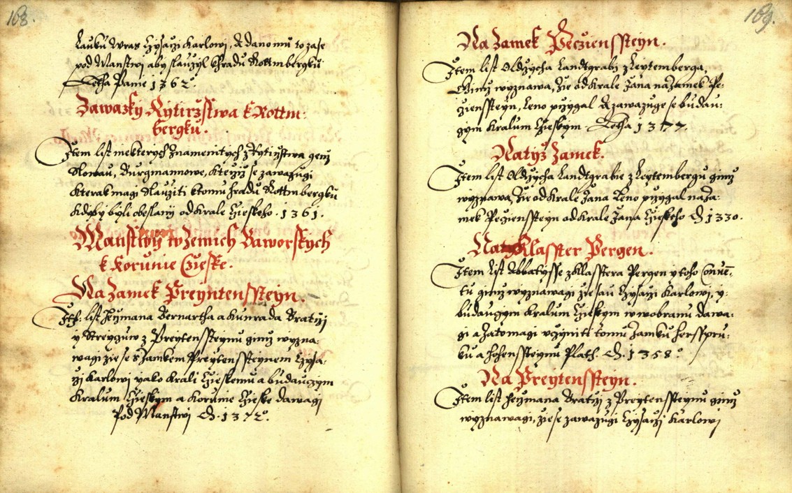 Náhledový obrázek Zřízení privilegií koruny a království českého jinak Registrum na deset truhlic z r. 1501 - 62