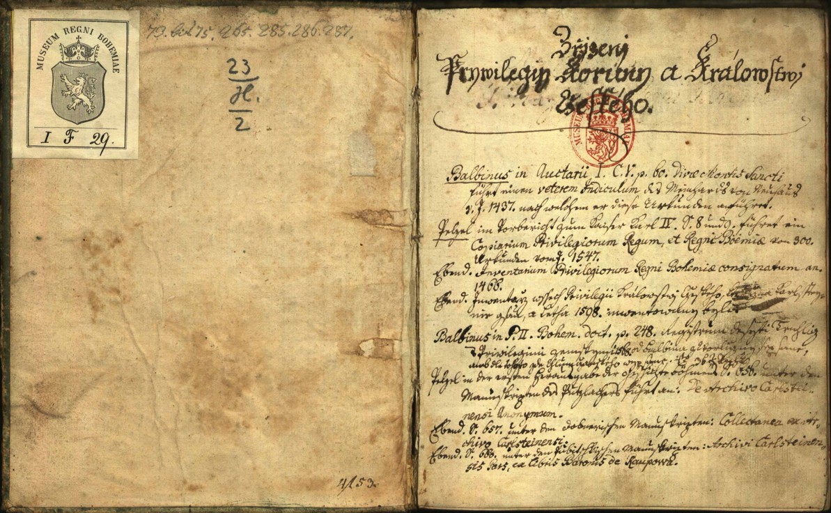 Náhledový obrázek Zřízení privilegií koruny a království českého jinak Registrum na deset truhlic z r. 1501 - 269