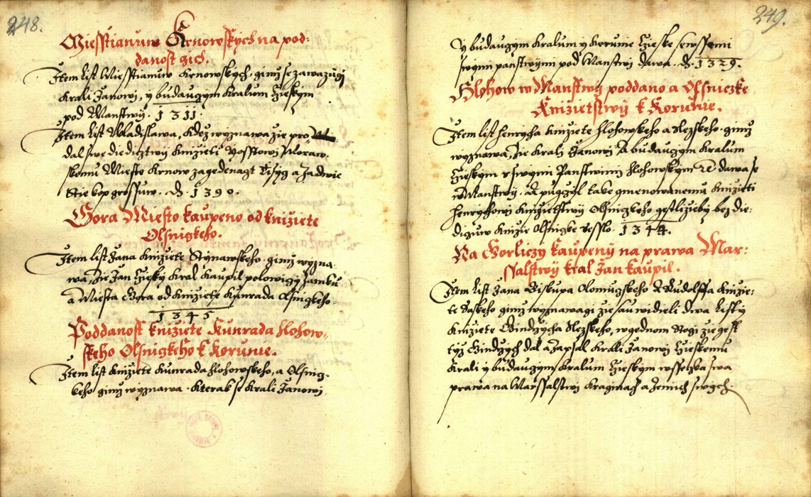 Náhledový obrázek Zřízení privilegií koruny a království českého jinak Registrum na deset truhlic z r. 1501 - 261