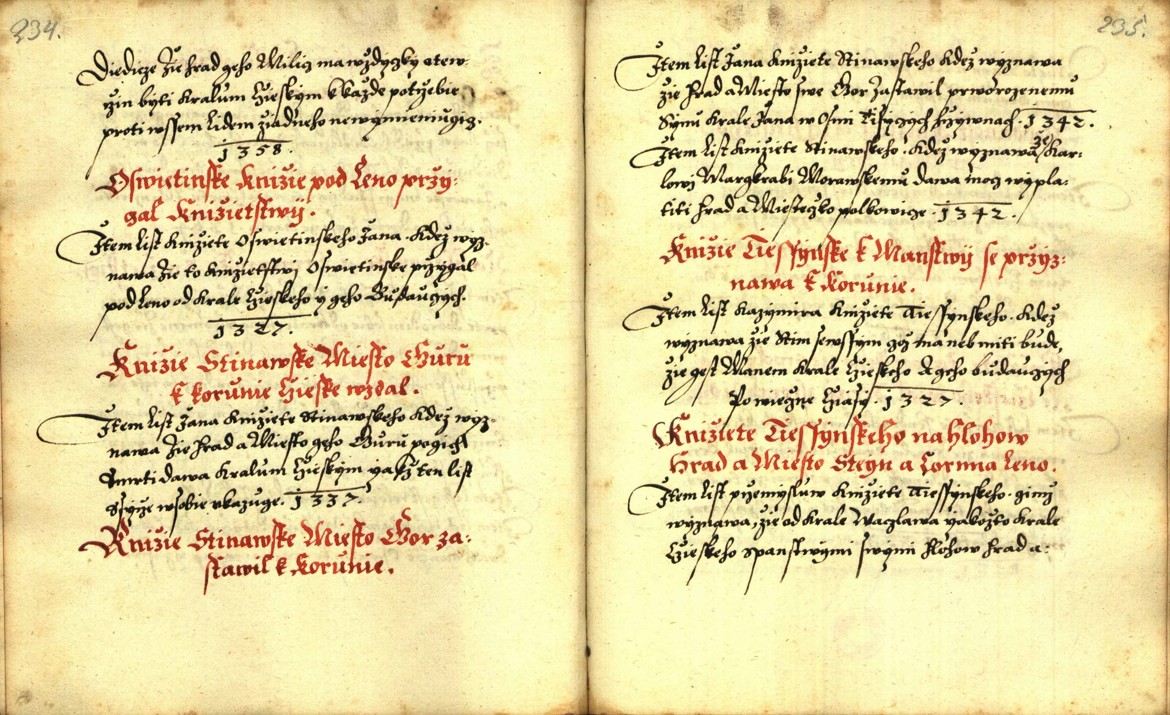 Náhledový obrázek Zřízení privilegií koruny a království českého jinak Registrum na deset truhlic z r. 1501 - 254