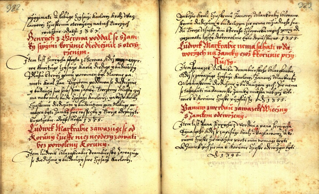 Náhledový obrázek Zřízení privilegií koruny a království českého jinak Registrum na deset truhlic z r. 1501 - 224