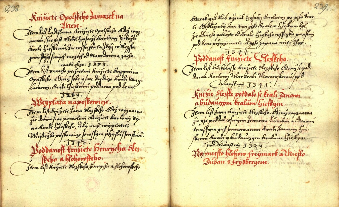 Náhledový obrázek Zřízení privilegií koruny a království českého jinak Registrum na deset truhlic z r. 1501 - 256