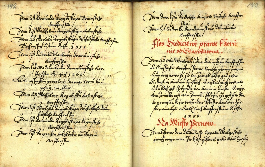 Náhledový obrázek Zřízení privilegií koruny a království českého jinak Registrum na deset truhlic z r. 1501 - 167