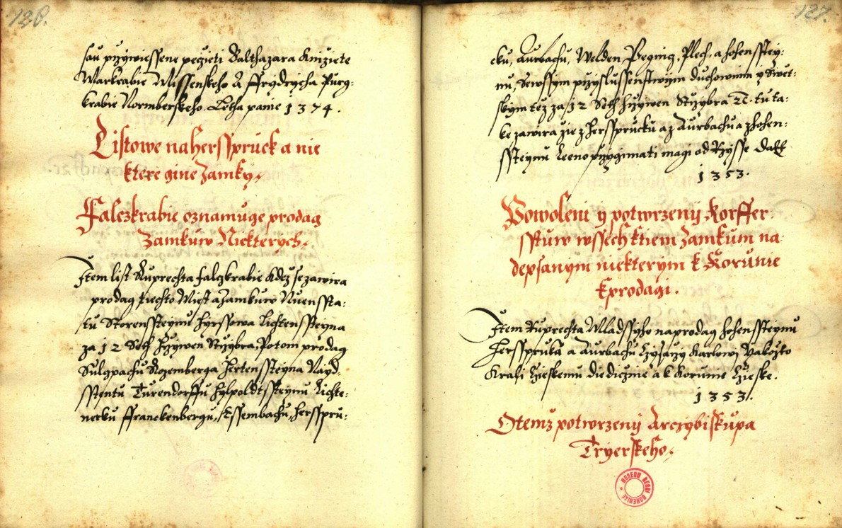 Náhledový obrázek Zřízení privilegií koruny a království českého jinak Registrum na deset truhlic z r. 1501 - 157
