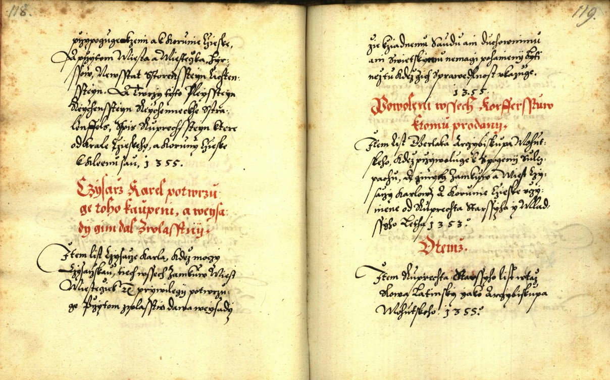 Náhledový obrázek Zřízení privilegií koruny a království českého jinak Registrum na deset truhlic z r. 1501 - 179