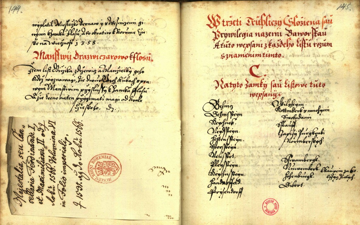 Náhledový obrázek Zřízení privilegií koruny a království českého jinak Registrum na deset truhlic z r. 1501 - 168