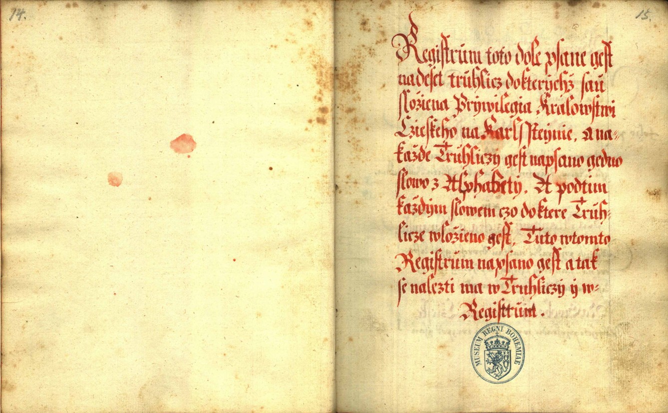 Náhledový obrázek Zřízení privilegií koruny a království českého jinak Registrum na deset truhlic z r. 1501 - 200
