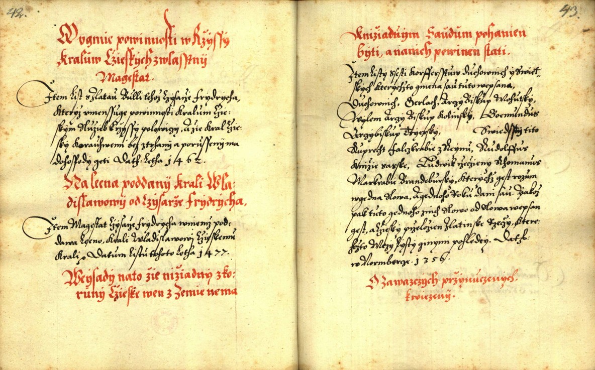Náhledový obrázek Zřízení privilegií koruny a království českého jinak Registrum na deset truhlic z r. 1501 - 215