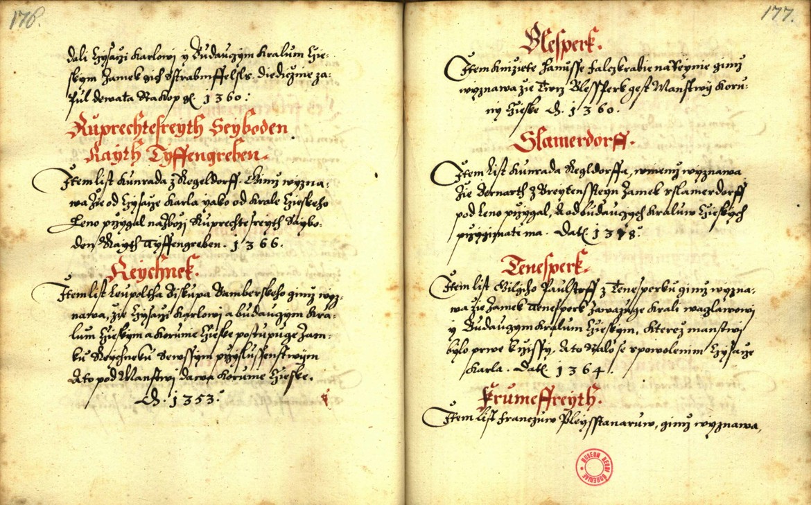 Náhledový obrázek Zřízení privilegií koruny a království českého jinak Registrum na deset truhlic z r. 1501 - 66