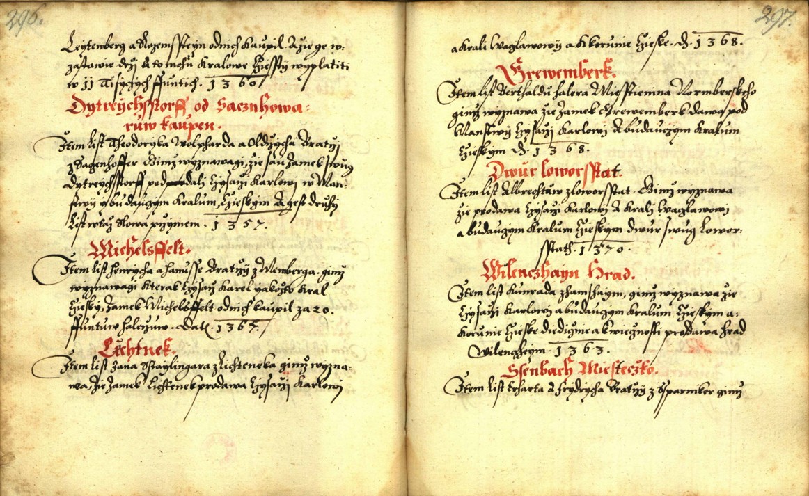Náhledový obrázek Zřízení privilegií koruny a království českého jinak Registrum na deset truhlic z r. 1501 - 13